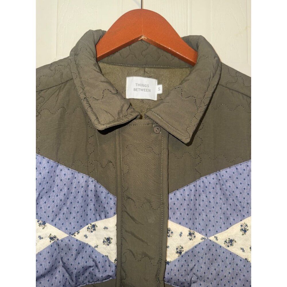 Things Between Parker Parchwork‎ Quilted Jacket Dark Olive Size Small - Picture 10 of 16